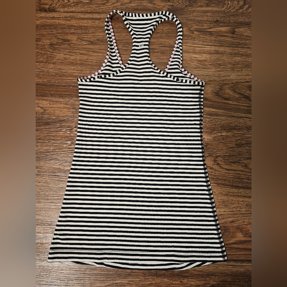 Lululemon Racerback Tank Top Black & White Striped - Picture 2 of 6